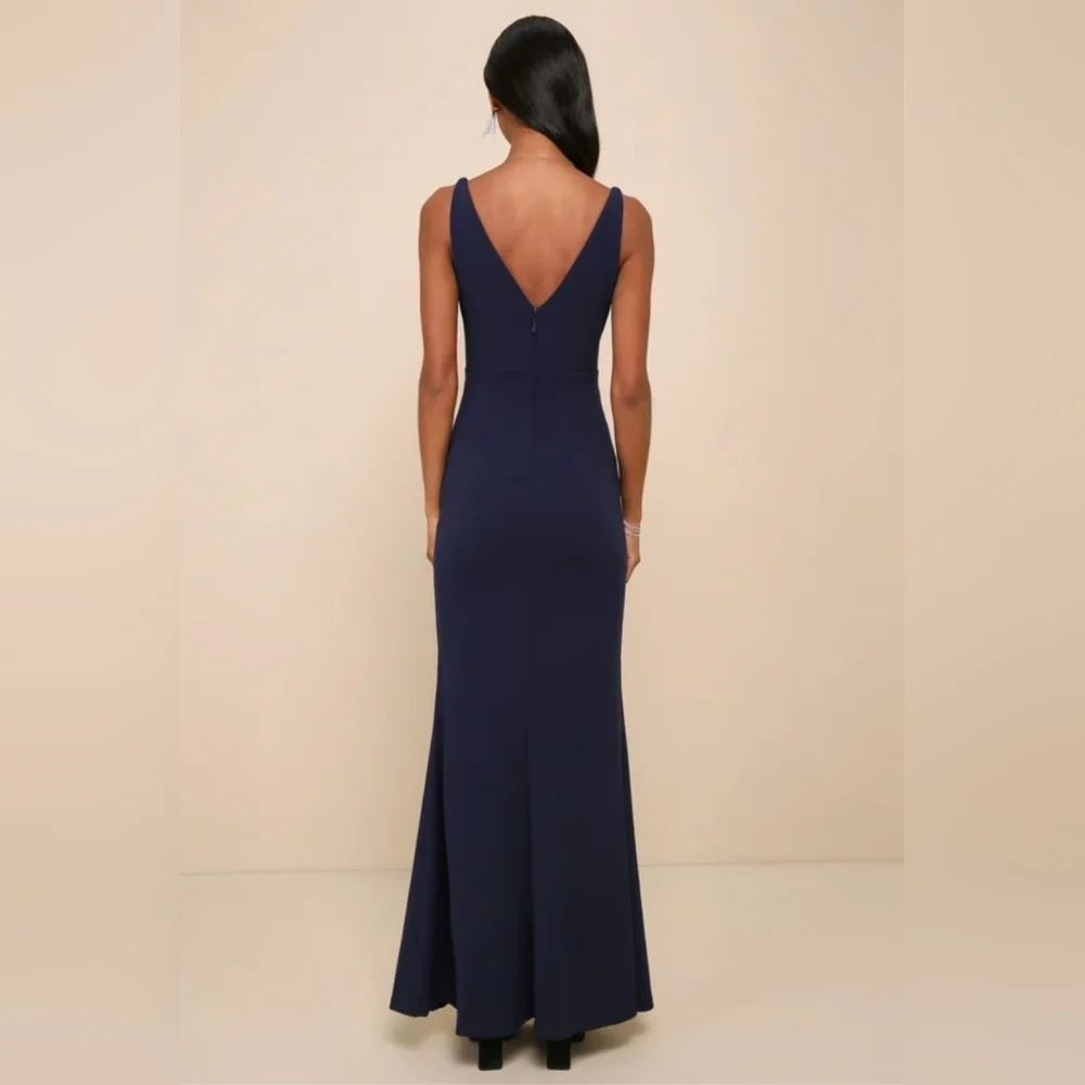Lulus | Melora Navy Blue Sleeveless Maxi Dress | Size L - Picture 6 of 9